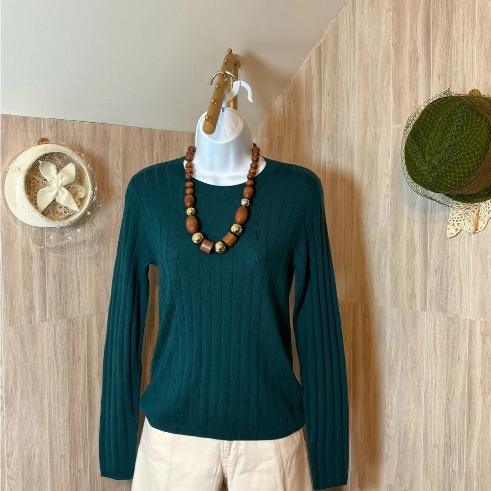 J. Crew Teal Ribbed Merino Wool Sweater